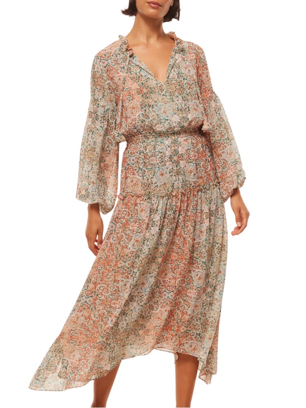 $455 Misa Los Angeles | Tasia Dress in Ombré Tapestry